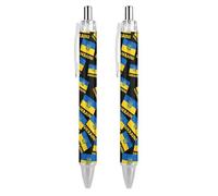 QIJIUU Ukrainian Flag Retractable Ballpoint Pens Smooth Writing Gel Ink Pen 0.5mm Fine Black Inks Office Supplies 2 PCS