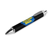 QIJIUU Ukrainian Nationalists Coat of Arms Printed Retractable Ballpoint Pen Blue Ball Pens 0.5mm Point for Work And Office Writing 1 PCS