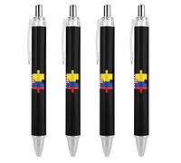 QIJIUU USA and Colombia Flags Puzzle Blue Ballpoint Pens Fine Point Retractable Ballpoint Pen Flexible Round Barrel Work Pen 0.55mm Black Ink 4PCS