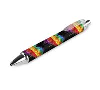 QIJIUU Watercolor Rainbow LGBT Flag Ballpoint Pen Funny Patterned Retractable Black Round Barrel Fine Point Pens 0.5 Mm 1 PCS