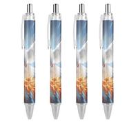 QIJIUU White Holy Spirit Dove Retractable Ballpoint Pen Black Ink Ball Point Pens Work Pens for Men Women 4 PCS