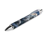 QIJIUU White Tigers Family Full Moon Printed Retractable Ballpoint Pen Blue Ball Pens 0.5mm Point for Work And Office Writing 1 PCS