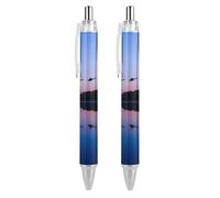 QIJIUU Wild Geese On A Blue Evening Ballpoint Pens Black Ink Ball Point Pen Retractable Writing Pen for Men Women Office Supplies 2 PCS