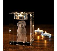 Qijundian Custom 3D Pet Portrait,3D Engraved Crystal Photo,Custom Candle Holder,Memorial Candle Votive,Dog Memorial GiftPet Loss GiftPet SympathyGift (5x5x10cm)