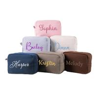 Qijundian Personalized Makeup Bag Travel Cosmetic Bag Custom Waffle Weave Bags Bridesmaid Gift Monogram Toiletry Bags, Multicolor, Small, Portable