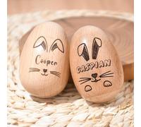 Qijundian Personalized Wooden Easter Egg Shaker, Engraved Eggs for Kids, First Easter Gift, Custom Wood Eggs,Decor Keepsake (4 * 6cm/1.57 * 2.36")