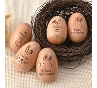 Qijundian Personalized Wooden Musical Egg, Musical Wooden Easter Egg Shakers, Custom Easter Gift, Kids Musical Instrument, Baby First Easter (5 * 8cm/2 * 3'')