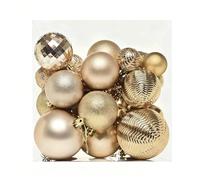 Qikaide 36PCS Shatterproof Gold for Christmas Trees Baubles Set 4cm 6cm 8cm Assorted Size Decoration Balls in Plastic Storage Box