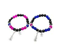 QIKAIDE Guitar Friendship Matching Bracelets for Best Friend Bff, Christmas Guitar Super Star Couples Bracelets for Family Big Sister Guitar Bracelet Jewelry to My Son Daughter Friends, M, Glass