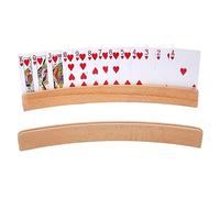 Qikam 2 Playing Card Holders Wooden Curved Playing Card Holders Handsfree Poker Holder Game Card Holder For Kids Seniors, Standing Playing Cards Holder Card Game Accessories