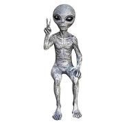 Qikam Alien Statue, 15cm Alien Extra Terrestrial Statue - Art Outer Space Alien Grays Peace Dude Shelf Sitters Statue Figurine - Resin Art Outer Space Alien Figurine Home Decoration