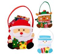 Qikam Christmas Cookie Bags, Holiday Candy Bags with Handle, Holiday-Themed Fabric Basket for Snack Candy Storage Classroom School Event Birthday Party Halloween Festive