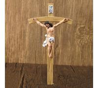 Qikam Jesus Nailed The Cross Ornament, 8.58×4.72×1.18in Crucifix Wall Cross Catholic Wooden Jesus Christ Wall Hanging Cross For Home Decor