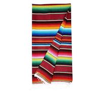 Qikam Mexican Style Blanket, 150x200cm Mexican Blanket Tassel Tablecloth Rainbow Pattern Cotton Color Strip Shawl Carnival Blanket Table For Wedding Decorations