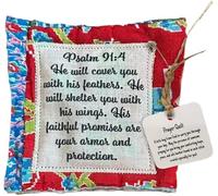 Qikam Prayer Quilt with Cross Inside | Pocket Prayer Quilt | Handmade Sew Individually Colorful Quilts | Symbolism Poems Quilts with Wooden Cross Inside | God Is Always By Your Side