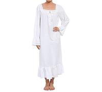 QIKEGooods 100% Cotton Long Sleeve White Nightdress For Women Victorian Nightgown Women Pajamas Sleep Shirt Dress
