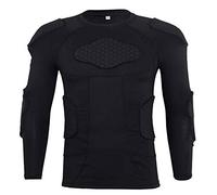 QIKEGooods Men's Long Sleeve Goalkeeper Padded Shirt Football Protective Gear Set Training Suit for Soccer Rugby Basketball Paintball Rib Protector Shirt