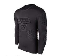 QIKEGooods Men's Long Sleeve Goalkeeper Padded Shirt Football Protective Gear Set Training Suit for Soccer Rugby Basketball Paintball Rib Protector Shirt