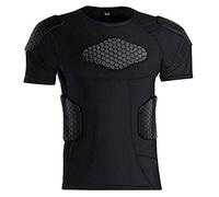 QIKEGooods Men's Short Sleeve Goalkeeper Padded Shirt Football Protective Gear Set Training Suit for Soccer Rugby Basketball Paintball Rib Protector Shirt