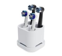 Qikfresh - 4-slot toothbrush and brush head holder - Compatible with Oral-B, iO, Philips Sonicare, Waterpik, Fairywill - Food-grade silicone (White)