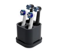 Qikfresh - 4-slot toothbrush and brush head holder - Compatible with Oral-B, iO, Philips Sonicare, Waterpik, Fairywill - Food-grade silicone (Black)