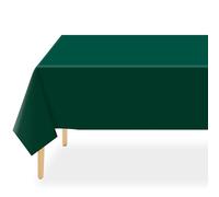 QIKSION 12 Pack Dark Green Plastic Tablecloths, Rectangular, 54 x 108 Inches, Fits 6 to 8 Foot Tables, Disposable, Perfect for Parties, Weddings, Birthdays, and More