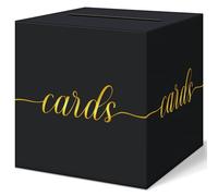 QIKSION Black Graduation Card Box, Gold Foil Gift Card Box for Party Decorations, Wedding Reception, Birthday, Baby & Bridal Shower, Anniversary, Retirement