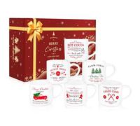 QIKSION Christmas Coffee Mugs Set of 6, 16oz Hot Cocoa Ceramic Christmas Mugs, Stackable Holiday Chocolate Mugs as Christmas Gifts for Family, Friends and Colleagues