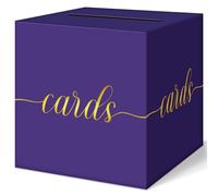 QIKSION Purple Graduation Card Box, Gold Foil Gift Card Box for Graduation, Party, Wedding Reception, Birthday, Baby Shower, Raffle