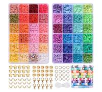 Qikuver Bracelet Making Kit, 6440pcs Clay Beads, 48 Colors 2 Boxes Beads for Jewelry Making, Friendship Bracelet Kit DIY Arts and Crafts Gifts Toys for Girls (48 Farben-A)