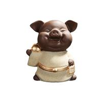 Qikuver Five Blessings Piggy Tea Pet Gift - Handmade Purple Clay Ceramic Cute Pig Figurine, Lucky Tea Table Ornament for Tea Lovers & Home Décor (LU)