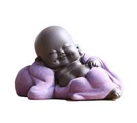 Qikuver Laughing Maitreya Buddha, Ceramic Buddha Statue Ornament Tea Sculpture Little Monk Decor Tea Set for Home Office Car Decors Gift Crafts and Arts (Purple)