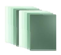 QILANJO 10 Pcs Plastic File Folders L-Type A4/Letter Size File Bag Document Organizer Bag 12 Inch Papers Pockets Sleeves for Work, Business, Office, School, Home, Gradient Green