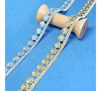 QILANJO 10 Yards 0.6 Inch Metallic Braid Lace Trim Glitter Fringe Edge Sewing Lace Ribbon Fabric for Crafts, DIY, Dress, Curtain, Costume, Home Decor, Silver