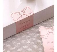 QILANJO 100 pcs Bowknot Thank You Stickers Pink Self-Adhesive Paper Labels Square Seal Stickers for Envelopes, Mailer Seal, Bag Packaging, Party Decor, Small Business, 2.3x3.3 inch