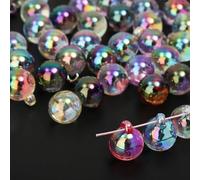 QILANJO 100 Pcs Hanging Plastic Beads 15 mm Acrylic Loose Beads with Hanging Loop Bulk for DIY, Keychain, Necklace, Car Hanging Christmas Pendants Ornament, Shiny Translucent-Multicolor, Round Shape