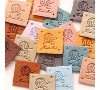QILANJO 100 Pcs Small Handmade Tags Suede Leather Fabric Tag Sewing Labels with 4 Holes for Sewing, Hats, Bags, Dolls, Crochet Decor Supplies, Multicolor, Square-1x1 Inch