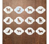 QILANJO 12 Pcs Dog Stencils for Coffee, 5.1x3.9 Inch Dog Pet Animal Cookie Stencils Reusable Painting Stencils for Baking, Drawing, Royal Icing, Dessert