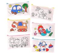 QILANJO 14 Pcs White Canvas Zipper Pouch for Coloring & Painting, 8x5 inch Blank Pencil Bag Makeup Bag with Zipper for DIY, Organization and Storage