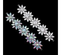 QILANJO 2 Pcs Bling Crystal Rhinstone Chain Flower Rhinestone Applique for Dress Costume Clothes Hats Wedding Sewing, Pattern-Flower
