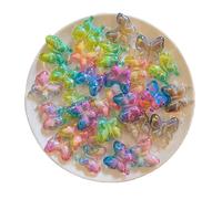 QILANJO 20 Pcs Acrylic Butterfly Charms with Hole Iridescence Butterfly Pendants Decor for Crafts Hairclip Cellphone Chain Keychain Jewelry Making Shoes Decor, 1.1X1.2 Inch