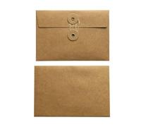 QILANJO 20 Pcs Kraft Paper Envelopes with Button and String Tie Closure Vintage Storage Envelope Pockets for Cards, Invitations, Photo, Files, 6.7x4.5 inch, Brown