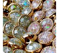 QILANJO 20 Pcs Vintage Round Metal Buttons 10 mm/0.4 inch Alloy Base Half Dome Cap Resin Sewing Buttons Bulk for Dress Skirts Coats Shirts Crafts DIY, Golden-Green/Purple