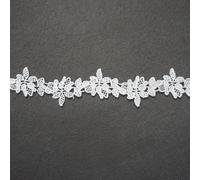 QILANJO 20 Yards White Lace Trim Fabric 1.3 Inch Width Inelastic Flower Embroidery Lace Sewing Trim Ribbon for Curtain, Clothing Applique, Wedding Decor, Pattern-B