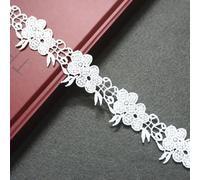 QILANJO 20 Yards White Lace Trim Fabric 1.3 Inch Width Inelastic Flower Embroidery Lace Sewing Trim Ribbon for Curtain, Clothing Applique, Wedding Decor, Pattern-A