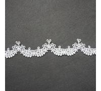 QILANJO 20 Yards White Lace Trim Fabric 1.3 Inch Width Inelastic Flower Embroidery Lace Sewing Trim Ribbon for Curtain, Clothing Applique, Wedding Decor, Pattern-C
