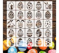 QILANJO 25 Pcs/Set Easter Stencils 3.6 Inch Holiday Square Plastic Painting Stencils Set for Bunny Easter Eggs, Crafts, DIY, Scrapbook, Drawing, Canvas, Decor