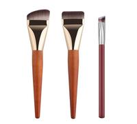 QILANJO 3 Pcs Powder Brushes Flat/Angled/Triangular Foundation Brush Makeup Brushes Synthetic Contour Brush for Women Facial Makeup