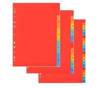 QILANJO 3 Sets Binder Dividers 5/10/20 Tabs Plastic Index Dividers with 11 Holes, A4 Plastic File Dividers for Home School Office Organization, Multicolor, Style-Numbers