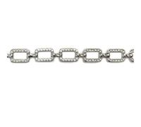 QILANJO 3 Yards 0.5" Rhinestone Curb Chain Trim Bling Crystal Diamond Alloy Base Ring Link Chain for Crafts Sewing DIY Clothing Christmas Tree Decor Belt Jewelry Making, Square-Silver